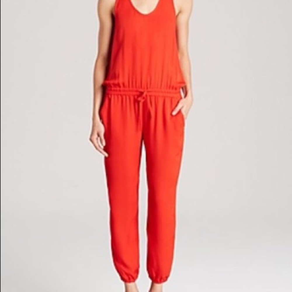 Theory Red Silk Jumpsuit - NWOT